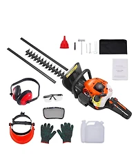 Mecale 23.2" 26CC 2-Cycle Gas Hedge Trimmer, Dual-Sided Dual-Action Blade, 180° Adjustable Head, Handheld Trimmer for Shrubs