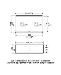 flynama huluwat 33x20x10inch White Farmhouse Sink Ceramic Porcelain Double Bowl Workstation Kitchen