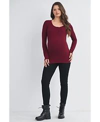 Hello Miz Womens Henley Long Sleeve Maternity Nursing Top