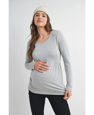 Hello Miz Women's Scoop Neck Long Sleeve Maternity Top