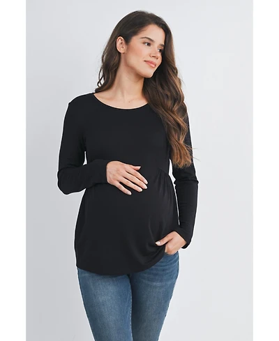 Hello Miz Maternity Scoop Neck Long Sleeve Top