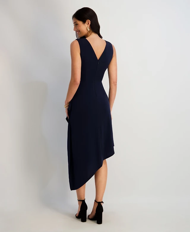 navy blue dress for baby girl ASYMMETRIC MIDI DRESS - Black