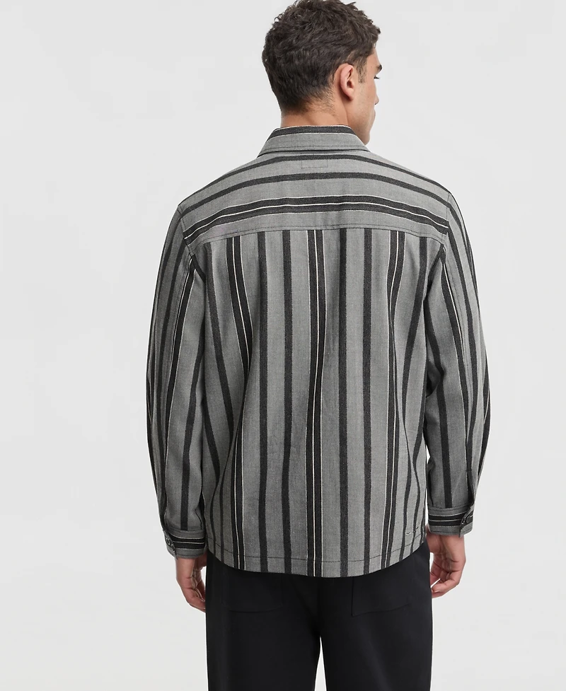 Mode of One Men's Relaxed-Fit Striped Overshirt, Macy's Exclusive