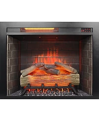 Clihome 28 inch Infrared Electric Fireplace Insert, Touch Panel Home Decor Heater, Smokeless Firebox With fixed Trim Kit