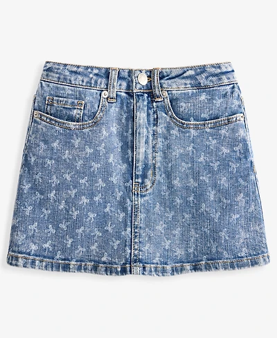 With Jules Girls' 7-16 Bow-Print Denim Skirt