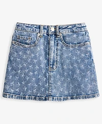 With Jules Girls' 7-16 Bow-Print Denim Skirt