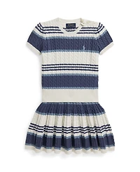 Polo Ralph Lauren Girls' 2T-6X Striped Cable Sweater and Skirt, 2-Piece Set