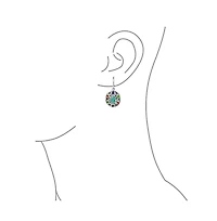 Bling Jewelry Native American Style Multi Color Round Lapis Turquoise Drop Earrings Silver
