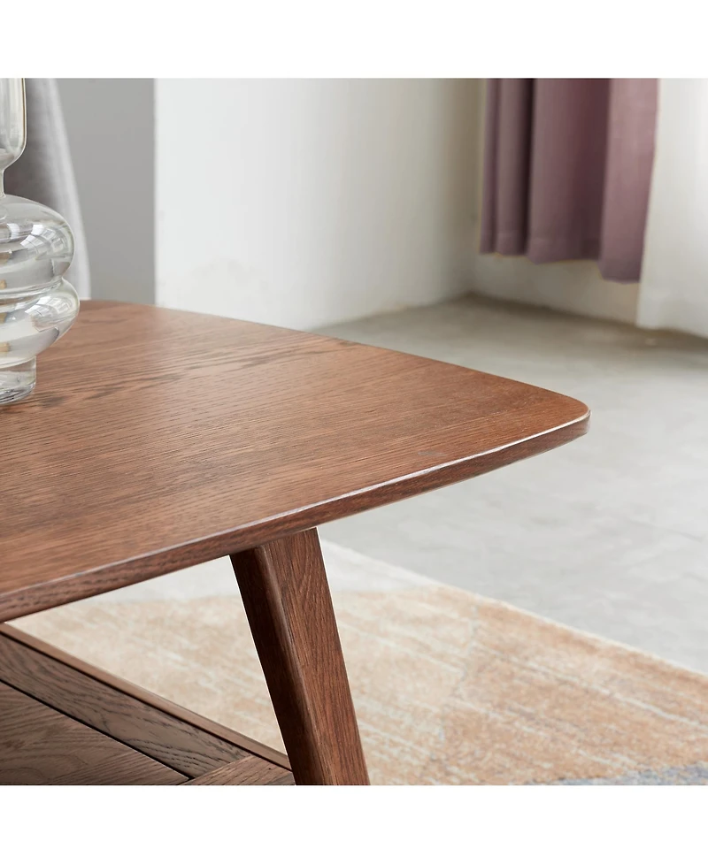 sumyeg Solid Oak Wood Coffee Table with Storage Shelf