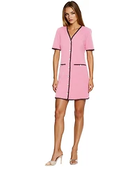 Alexia Admor Women's Jaiya V-Neck Scuba Crepe Button-Down Dress