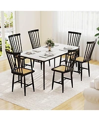 Costway Dining Chairs with Pe Rattan Seats for Dining Room, Kitchen, Restaurant