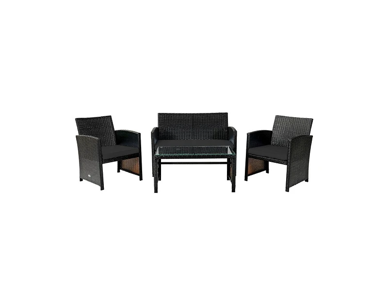 4 Pieces Patio Rattan Cushioned Furniture Set