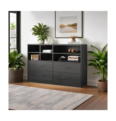 gaomon Dresser for Bedroom with 4 Drawer & 6 Storage Cubbies, Modern Chest of Drawers