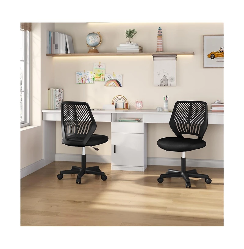 Yaheetech Office Chair Armless Desk Chair Mid Back Swivel Chair