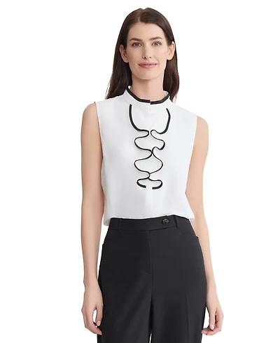 Jones New York Women's Ruffle Detail Sleeveless Top