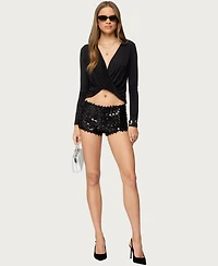 Edikted Women's Macie Sequin Micro Shorts
