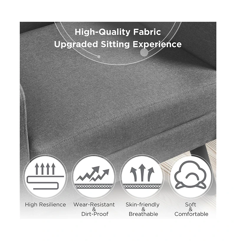 Yaheetech Tufted Accent Chair Mid Century Modern Fabric Arm Chair