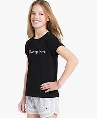 Champion Girls' 7-16 Crewneck Rainbow Logo Graphic T-Shirt