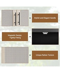 gaomon Rattan Shoe Cabinet, 5-Tier Shoe Storage Cabinet with Doors, 2 Adjustable Shelves and Heavy Duty Metal Legs