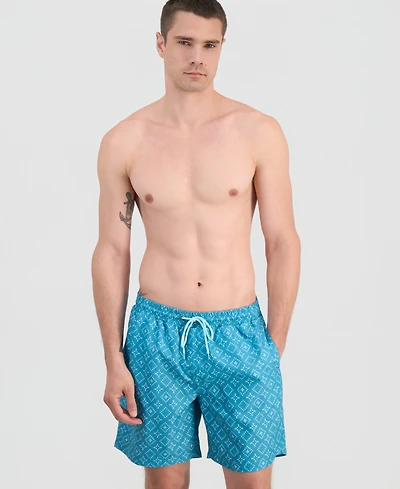 Club Room Men's Rustic Geo 7" Swim Trunks, Macy's Exclusive