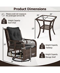 Slickblue Outdoor 3-Piece Furniture Set with Swivel Gliders and Side Table