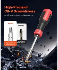 Mecale 13-in-1 Magnetic Screwdriver Set, Multi-Bit Mini Nut Driver, Phillips, Flat, Torx & Square Bits, Precision Repair Tool Kit