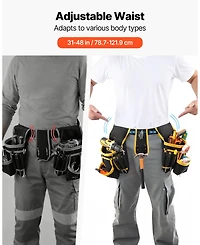 Magnetic Tool Belt Pouch, 28 Pockets Heavy-Duty Utility Tool Belt, Detachable Work Bag, Adjustable Waist 31–48 in