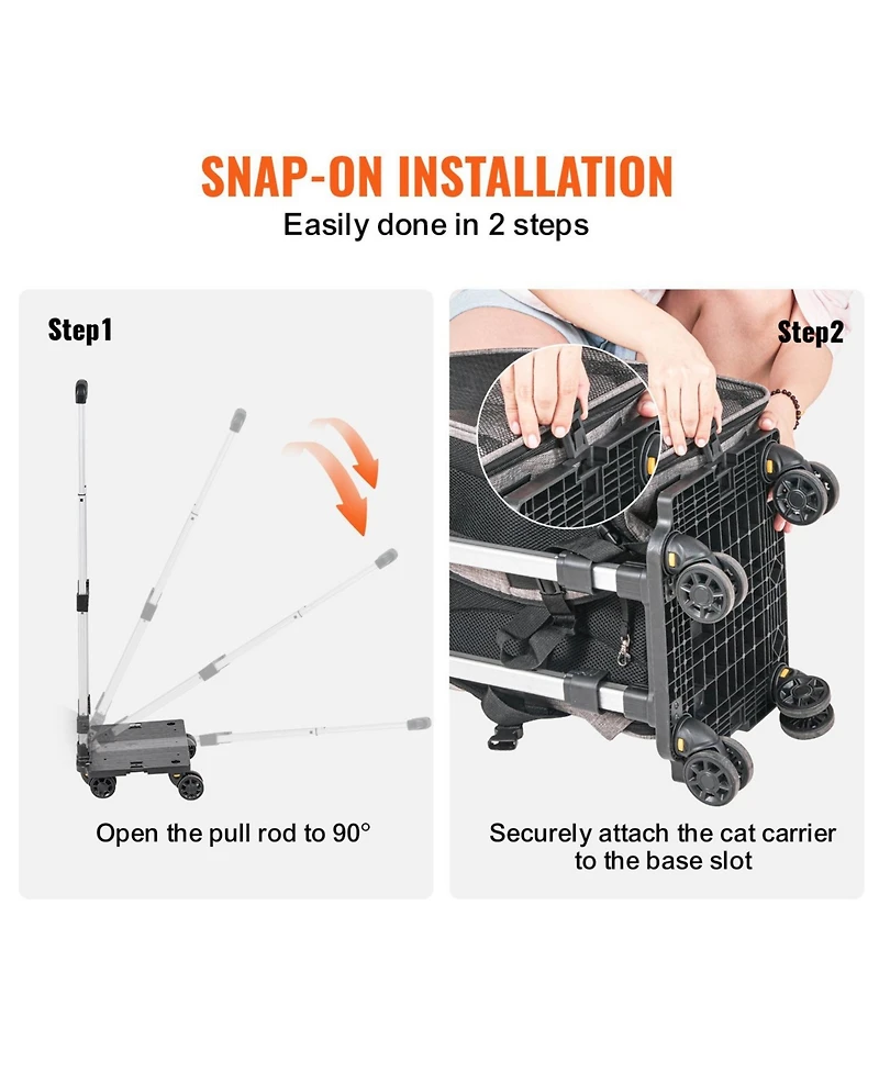 Aostirmotor Cat Travel Carrier with Removable Wheels for Under 18LBS