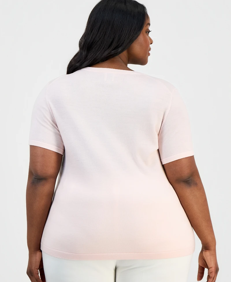 Anne Klein Plus Luxe Merino Wool T-Shirt Sweater