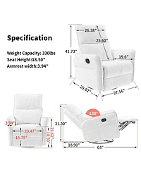 Clihome 360 Swivel Recliner Chair, Manual Rocker with Extendable Footrest & Side Pockets