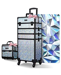 Byootique Makeup Train Case Kit with Cube Case Cosmetic Organizer Mermaid Silver