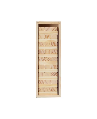 Hongge Wooden Tumbling Tower Game with Domino Blocks and Storage Crate