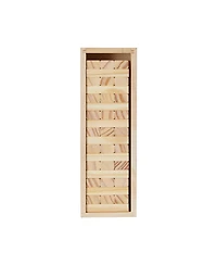 Hongge Wooden Tumbling Tower Game with Domino Blocks and Storage Crate