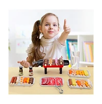 Bruce & Shark 36-Piece Kids Bbq Grill Playset, Pretend Play Toy with Realistic Food & Tools