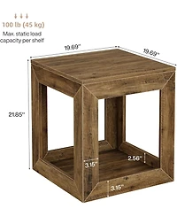 Tribesigns 20" Rustic Farmhouse End Table with Storage Shelf for Bedroom or Living Room