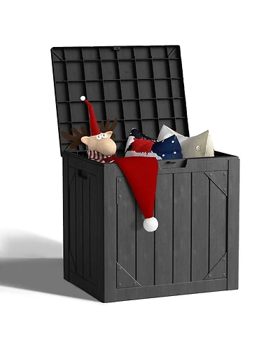 Decksplore Outdoor Storage Box 30 Gallon Deck Bench Outside Waterproof Resin