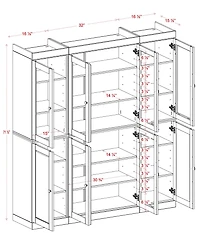Palace Imports 100% Solid Wood 65" Pantry China Cabinet with Clear Glass, Shaker Doors & Adjustable Shelves