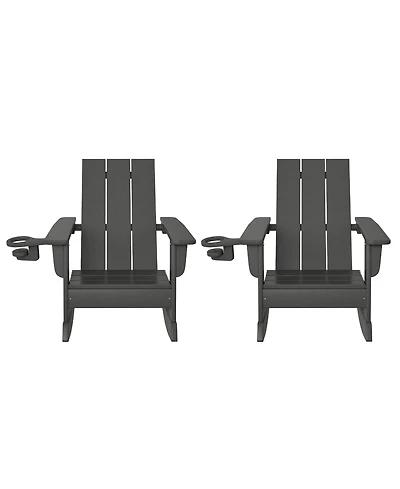 WestinTrends Outdoor Hdpe Plastic Preschool Toddler Modern Adirondack Rocking Chairs Set of 2