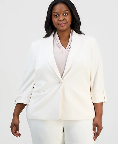 Anne Klein Essentials Plus 3/4-Sleeve One-Button Blazer
