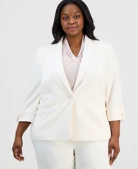 Anne Klein Essentials Plus 3/4-Sleeve One-Button Blazer