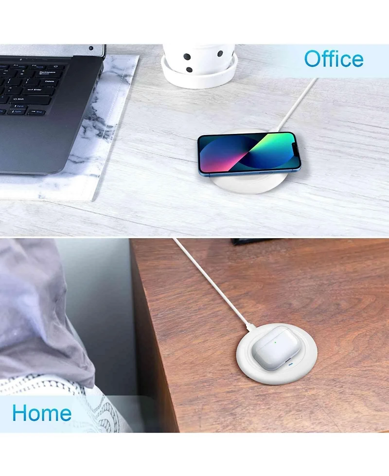 Risokeys Round desktop wireless charger, 15W maximum fast wireless charging pad, compatible with i-Phone 14, for Apple Huawei wireless charging,White