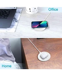 Risokeys Round desktop wireless charger, 15W maximum fast wireless charging pad, compatible with i-Phone 14, for Apple Huawei wireless charging,White
