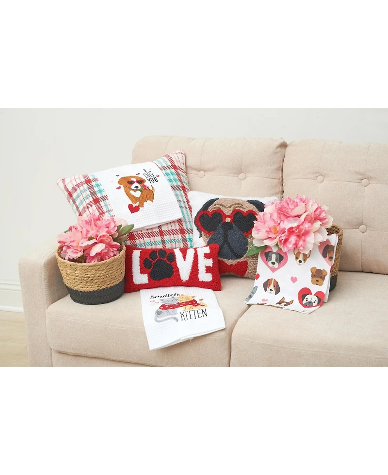 C&F Home 6" x 12 Valentine's Day "Love" Dog Paw Hooked Accent Throw Pillow