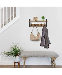 Sorbus Inch Floating Wall Shelf with 5 Heavy Duty Hooks – for Entryway, Bathroom, Bedroom, Kitchen