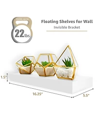 5 Pack 16 Inch Sorbus Long Floating Wall Shelves for Bedroom, Decor, Kitchen, Living Room - for Trophies, Frames, Bookshelf
