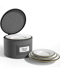 Sorbus China Storage Containers – Dinnerware Organizer for Dessert Plates with Lid (Holds Service for 12) with Felt Protectors – 7.25 x
