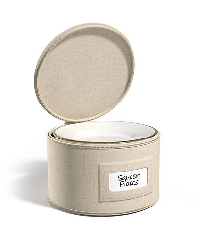 Sorbus China Storage Containers – Dinnerware Organizer for Dessert Plates with Lid (Holds Service 12) Felt Protectors 7.25 x