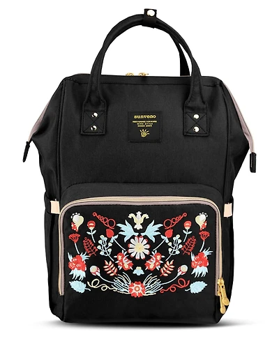Sunveno Embroidered Backpack Diaper Bag Large Travel