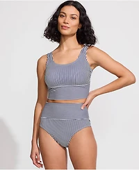 Lands' End Women's Tugless Midkini Top and High Waisted Bottom Swimsuit Set