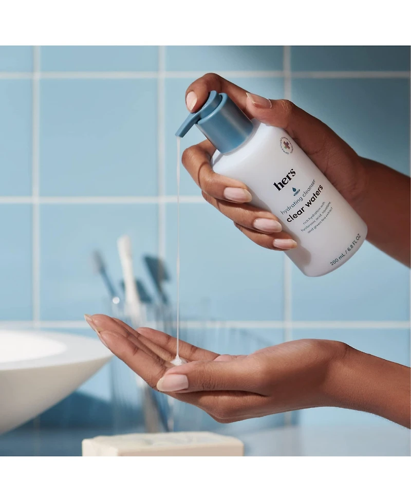Hims & Hers Clear Waters Hydrating Cleanser - Face Wash Made for All Skin Types -Contains Hyaluronic Acid, Squalane, and Green Tea Extract